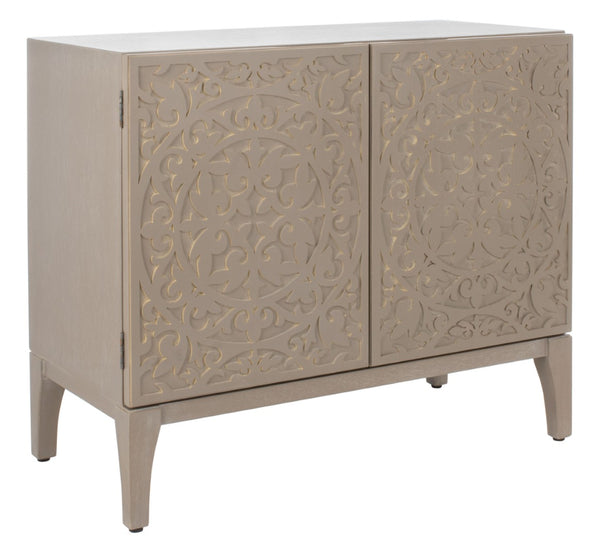 Safavieh Alexie Antique Grey 2-Door Chest With Carved Floral Design - Elegant Storage For Any Space CHS6604A