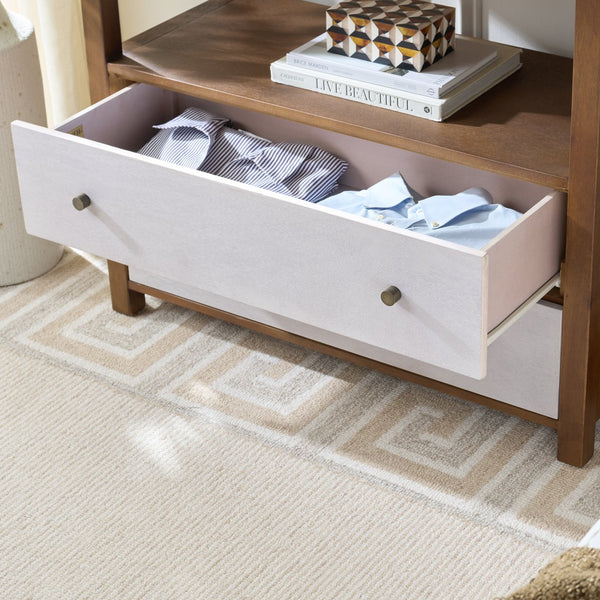 Ernest Solid Wood 2-Drawer Chest With Open Shelf — Rustic Coastal Accent For Entryway & Bedroom