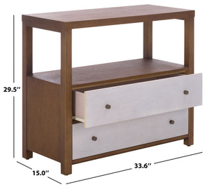 Ernest Solid Wood 2-Drawer Chest With Open Shelf — Rustic Coastal Accent For Entryway & Bedroom