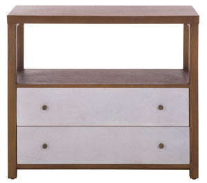 Ernest Solid Wood 2-Drawer Chest With Open Shelf — Rustic Coastal Accent For Entryway & Bedroom