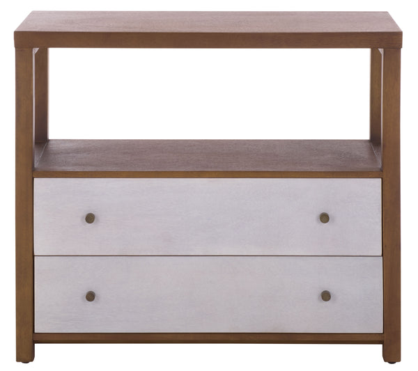 Ernest Solid Wood 2-Drawer Chest With Open Shelf — Rustic Coastal Accent For Entryway & Bedroom