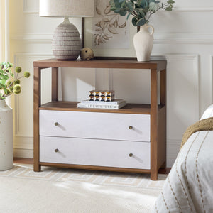 Ernest Solid Wood 2-Drawer Chest With Open Shelf — Rustic Coastal Accent For Entryway & Bedroom