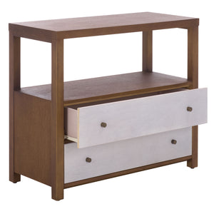 Ernest Solid Wood 2-Drawer Chest With Open Shelf — Rustic Coastal Accent For Entryway & Bedroom