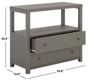 Ernest Solid Wood 2-Drawer Chest With Open Shelf — Rustic Coastal Accent For Entryway & Bedroom