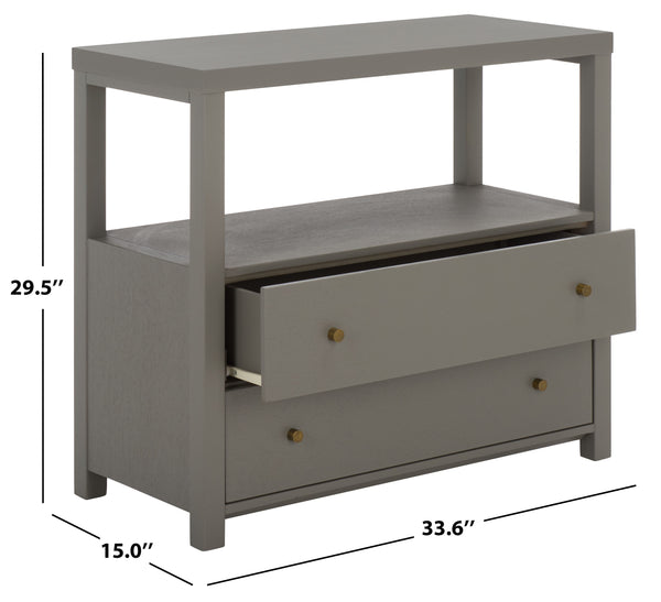 Ernest Solid Wood 2-Drawer Chest With Open Shelf — Rustic Coastal Accent For Entryway & Bedroom