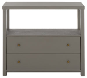 Ernest Solid Wood 2-Drawer Chest With Open Shelf — Rustic Coastal Accent For Entryway & Bedroom