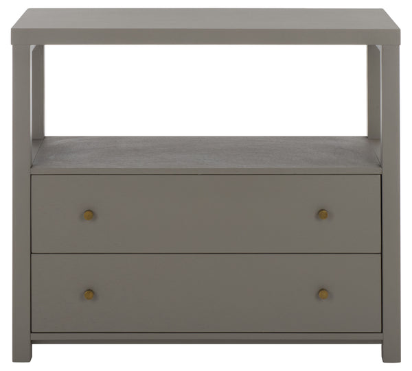 Ernest Solid Wood 2-Drawer Chest With Open Shelf — Rustic Coastal Accent For Entryway & Bedroom