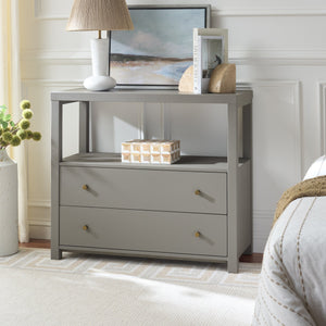 Ernest Solid Wood 2-Drawer Chest With Open Shelf — Rustic Coastal Accent For Entryway & Bedroom