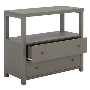 Ernest Solid Wood 2-Drawer Chest With Open Shelf — Rustic Coastal Accent For Entryway & Bedroom