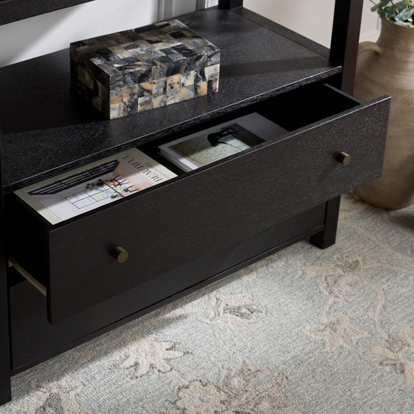 Ernest Solid Wood 2-Drawer Chest With Open Shelf — Rustic Coastal Accent For Entryway & Bedroom