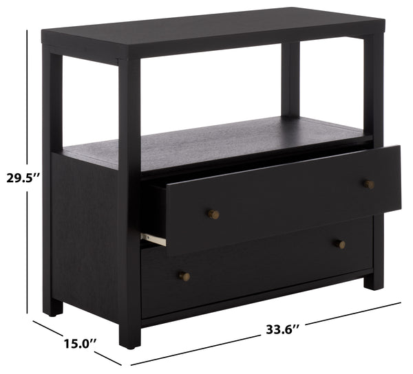 Ernest Solid Wood 2-Drawer Chest With Open Shelf — Rustic Coastal Accent For Entryway & Bedroom