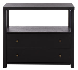 Ernest Solid Wood 2-Drawer Chest With Open Shelf — Rustic Coastal Accent For Entryway & Bedroom