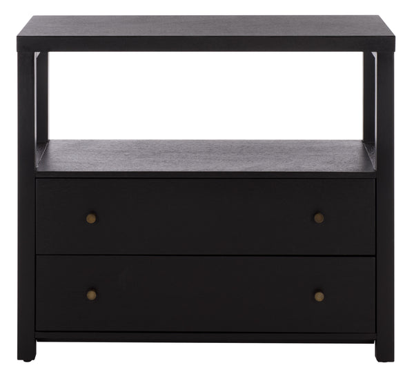 Ernest Solid Wood 2-Drawer Chest With Open Shelf — Rustic Coastal Accent For Entryway & Bedroom