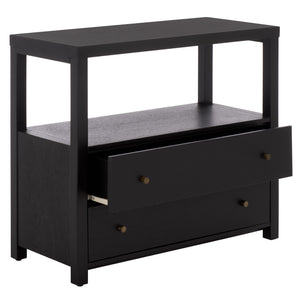 Ernest Solid Wood 2-Drawer Chest With Open Shelf — Rustic Coastal Accent For Entryway & Bedroom