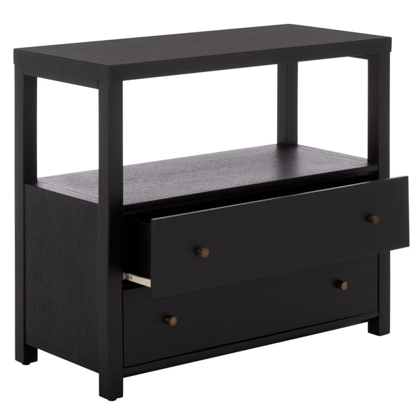 Ernest Solid Wood 2-Drawer Chest With Open Shelf — Rustic Coastal Accent For Entryway & Bedroom