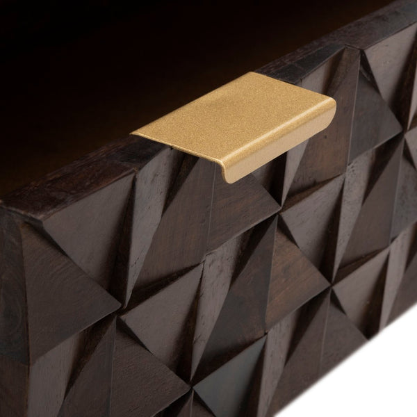 Safavieh Zinnia 3 Drawer Chest - Artisan Carved Storage Solution With Geometric Design For Modern Spaces Walnut CHS9000A