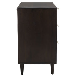 Safavieh Zinnia 3 Drawer Chest - Artisan Carved Storage Solution With Geometric Design For Modern Spaces Walnut CHS9000A