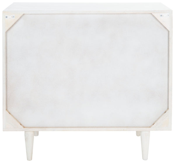 Safavieh Zinnia 3 Drawer Chest - Artisan Carved Storage Solution With Geometric Design For Modern Spaces White Wash/Silver CHS9000B