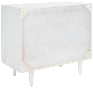 Safavieh Zinnia 3 Drawer Chest - Artisan Carved Storage Solution With Geometric Design For Modern Spaces White Wash/Silver CHS9000B