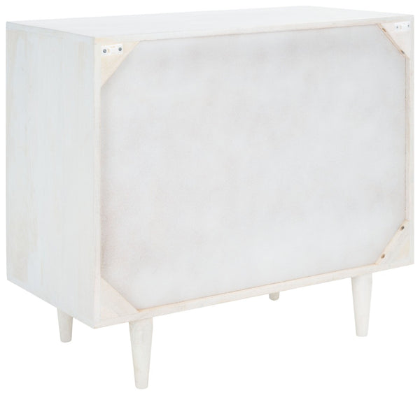 Safavieh Zinnia 3 Drawer Chest - Artisan Carved Storage Solution With Geometric Design For Modern Spaces White Wash/Silver CHS9000B