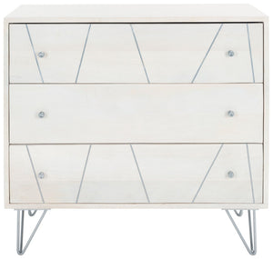 Safavieh Marigold 3 Drawer Chest – Solid Mango Wood Storage Solution With Chic Modern Design For Any Space White Wash/Silver CHS9001B