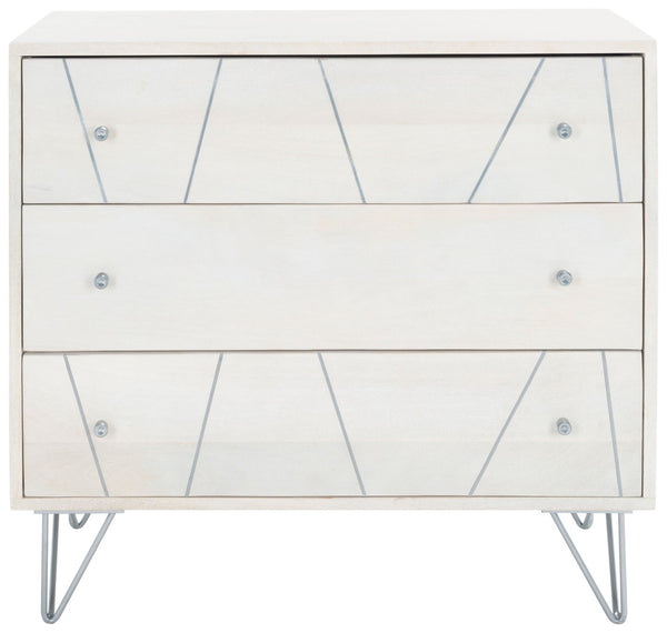 Safavieh Marigold 3 Drawer Chest – Solid Mango Wood Storage Solution With Chic Modern Design For Any Space White Wash/Silver CHS9001B