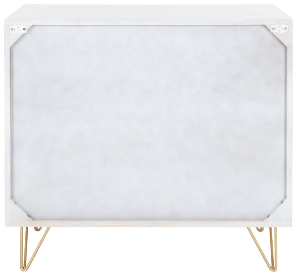 Safavieh Marigold 3 Drawer Chest – Solid Mango Wood Storage Solution With Chic Modern Design For Any Space White Wash/Brass CHS9001C