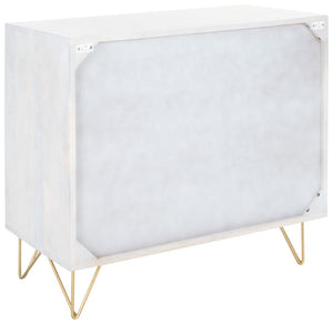 Safavieh Marigold 3 Drawer Chest – Solid Mango Wood Storage Solution With Chic Modern Design For Any Space White Wash/Brass CHS9001C