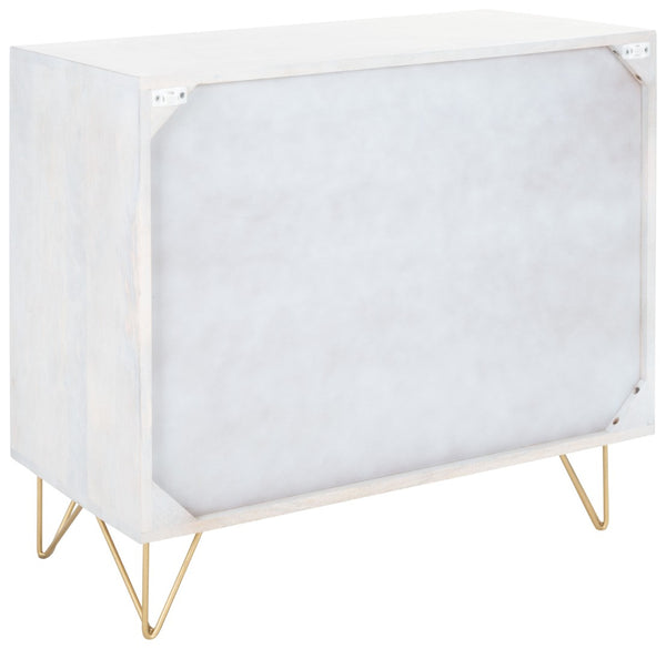 Safavieh Marigold 3 Drawer Chest – Solid Mango Wood Storage Solution With Chic Modern Design For Any Space White Wash/Brass CHS9001C