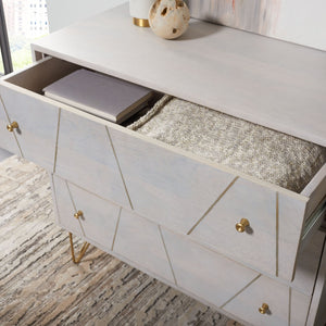 Safavieh Marigold 3 Drawer Chest – Solid Mango Wood Storage Solution With Chic Modern Design For Any Space White Wash/Brass CHS9001C