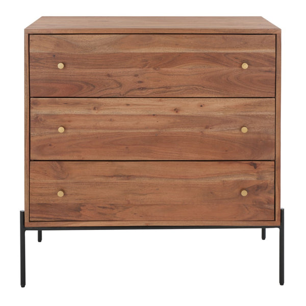 Safavieh Dowling 3-Drawer Chest - Elegant Mango Wood Storage Solution With Brass Accents For Modern Interiors CHS9002A