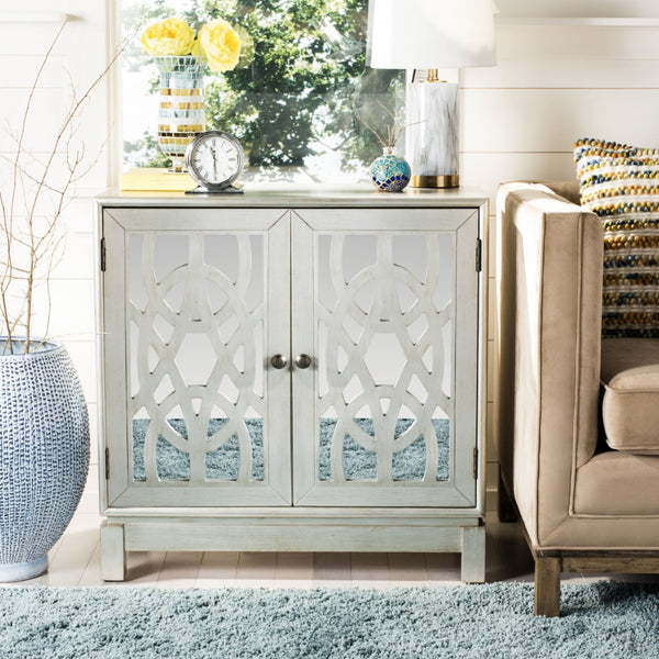 Safavieh Ashlynn Glamorous 2-Door Chest With Mirrored Panels - Stylish Silver Storage Solution For Any Room CHS9200A