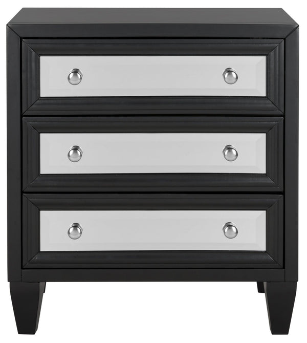 Safavieh Marlon 3-Drawer Chest - Chic Mirrored Accent For Stylish Storage In Bedrooms Or Living Spaces Black CHS9202A