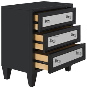Safavieh Marlon 3-Drawer Chest - Chic Mirrored Accent For Stylish Storage In Bedrooms Or Living Spaces Black CHS9202A