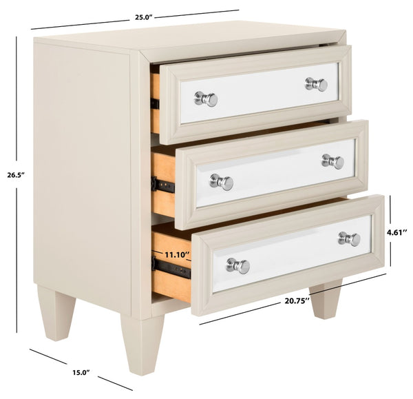 Safavieh Marlon 3-Drawer Chest - Chic Mirrored Accent For Stylish Storage In Bedrooms Or Living Spaces Grey CHS9202B