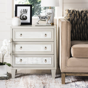 Safavieh Marlon 3-Drawer Chest - Chic Mirrored Accent For Stylish Storage In Bedrooms Or Living Spaces Grey CHS9202B