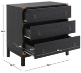 Safavieh Galio 3 Drawer Chest XII23 Black / Gold Particle Board, Mdf, Honeycomb,  Solid Wood, Iron CHS9600B