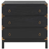 Safavieh Galio 3 Drawer Chest XII23 Black / Gold Particle Board, Mdf, Honeycomb,  Solid Wood, Iron CHS9600B