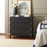 Safavieh Galio 3 Drawer Chest XII23 Black / Gold Particle Board, Mdf, Honeycomb,  Solid Wood, Iron CHS9600B