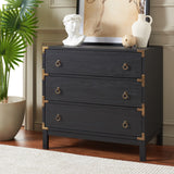 Safavieh Galio 3 Drawer Chest XII23 Black / Gold Particle Board, Mdf, Honeycomb,  Solid Wood, Iron CHS9600B