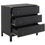 Safavieh Galio 3 Drawer Chest XII23 Black / Gold Particle Board, Mdf, Honeycomb,  Solid Wood, Iron CHS9600B