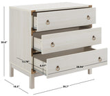 Safavieh Galio 3 Drawer Chest XII23 White / Gold Particle Board, Mdf, Honeycomb,  Solid Wood, Iron CHS9600C