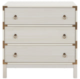 Safavieh Galio 3 Drawer Chest XII23 White / Gold Particle Board, Mdf, Honeycomb,  Solid Wood, Iron CHS9600C