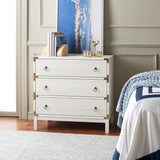 Safavieh Galio 3 Drawer Chest XII23 White / Gold Particle Board, Mdf, Honeycomb,  Solid Wood, Iron CHS9600C