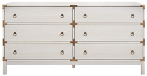 Safavieh Galio 6 Drawer Chest XII23 White / Gold Particle Board, Mdf, Honeycomb,  Solid Wood, Iron CHS9601C-2BX