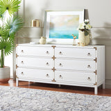 Safavieh Galio 6 Drawer Chest XII23 White / Gold Particle Board, Mdf, Honeycomb,  Solid Wood, Iron CHS9601C-2BX