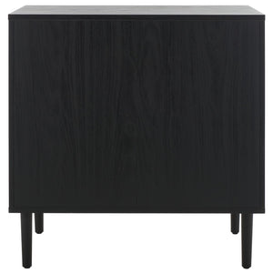 Safavieh Irelia Elegant Three-Drawer Chest With Rattan Mesh And Metal Pulls For Stylish Storage Solutions Black CHS9602B