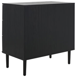 Safavieh Irelia Elegant Three-Drawer Chest With Rattan Mesh And Metal Pulls For Stylish Storage Solutions Black CHS9602B