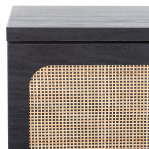 Safavieh Irelia Elegant Three-Drawer Chest With Rattan Mesh And Metal Pulls For Stylish Storage Solutions Black CHS9602B