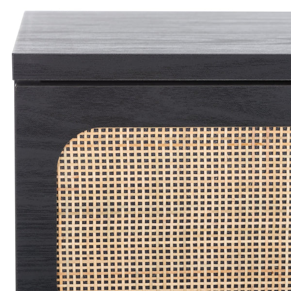 Safavieh Irelia Elegant Three-Drawer Chest With Rattan Mesh And Metal Pulls For Stylish Storage Solutions Black CHS9602B